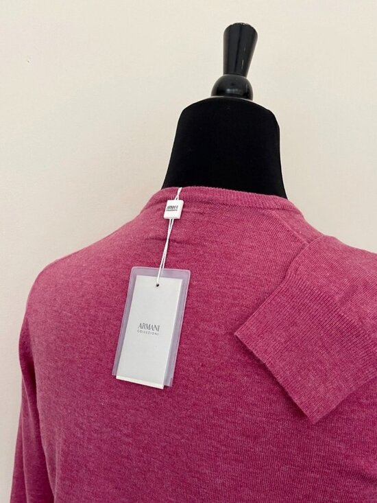 New Armani Collezioni V neck Pink Sweater XL size - Picture 5 of 7